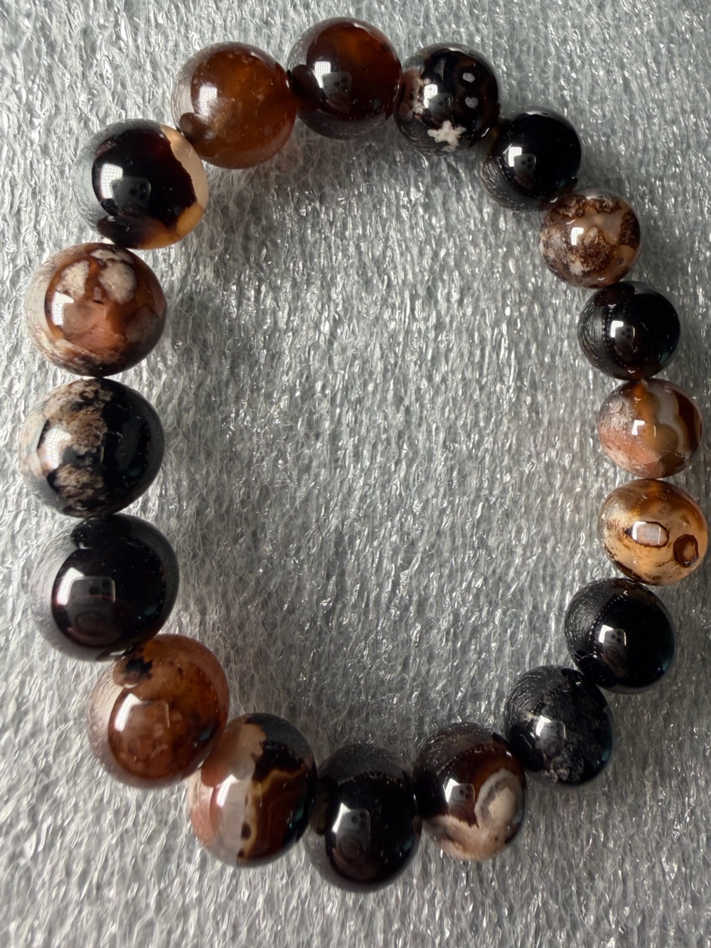 11MM Black Sakura Flower Agate Natural Crystal Bracelet